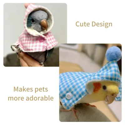 Warm Hooded Plaid Cloak Jacket for Birds