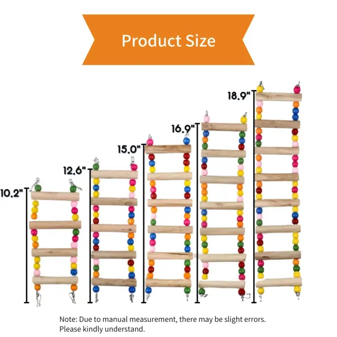 Wooden Climbing Ladder with Colorful Beads Bird Toy