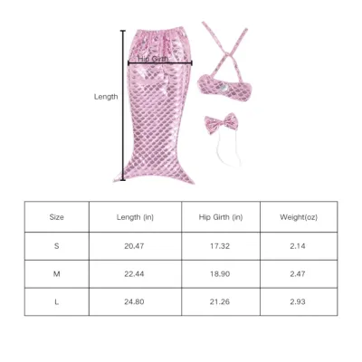 Mermaid style pet swimsuit size