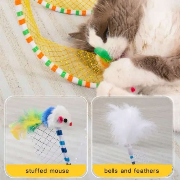 S-Shape Cat Tunnel Toy, Wire Mesh & Gauze Patchwork Design, Foldable With Sound Effect, Suitable For Indoor Family Entertainment & Stress Relief Details S-Shape Patchwork Design Cat Tunnel Toy