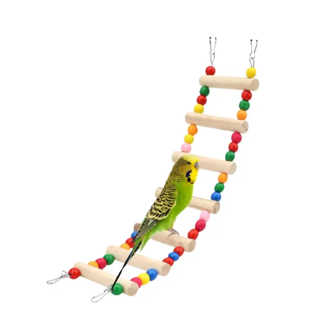 Wooden Climbing Ladder with Colorful Beads Bird Toy