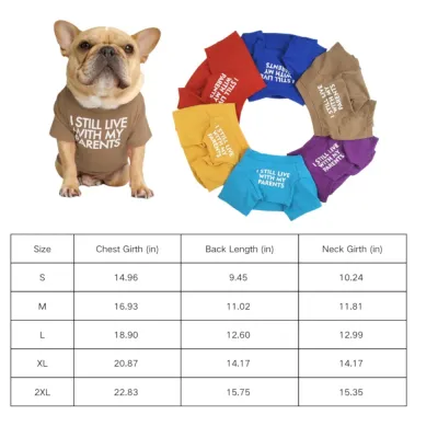 Dog summer t-shirt size Dog summer t-shirt size