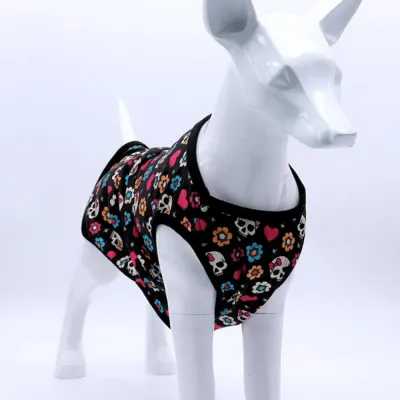 Summer Skeleton Design for Halloween Vests for Cats and Dogs (2) Ideal clothing for small dogs like Corgis and Teddies, designed to prevent shedding.