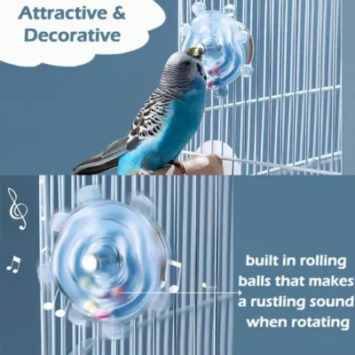 Bird Toy, Bird Bite And Decompression Toy, With Randomly Colored Beads, Multifunctional Hanging Bird Toy, Usage Spinning Bird Toy with Randomly Colored Beads