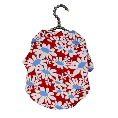 Summer Daisy Print Pet Shirt for Dogs and Cats (3) Comfortable and gentle on pets’ skin with soft cotton fabric.