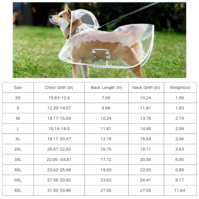 transparent pet raincoat size transparent pet raincoat size