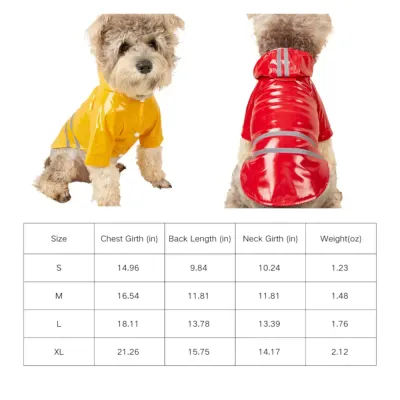 PU dog raincoat size PU dog raincoat size