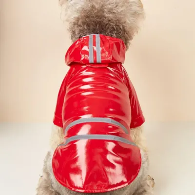 red PU dog raincoat red PU dog raincoat