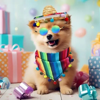 Pet Scarf with Pom-Poms