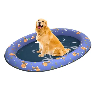 inflatable pet bed (4) Made with high-quality, puncture-resistant materials, this pool mat is built to withstand the wear and tear of active pets. Its durable construction ensures extended use, making it a reliable option for both home and commercial environments.