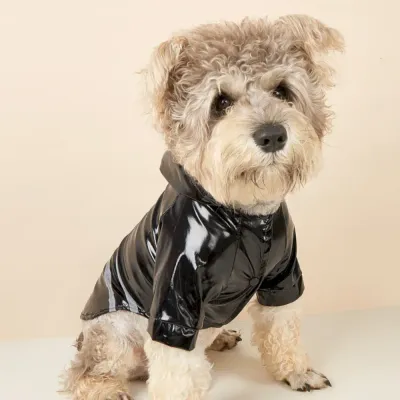 black PU dog raincoat black PU dog raincoat