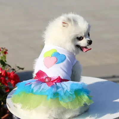 pet clothes dog apparel (4) Designed with a layered tulle skirt, this dress gives pets a graceful and charming appearance, perfect for stylish outings.
