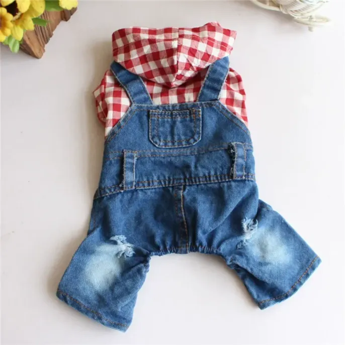 Dog plaid shirt outfit Pet outfit with pocket