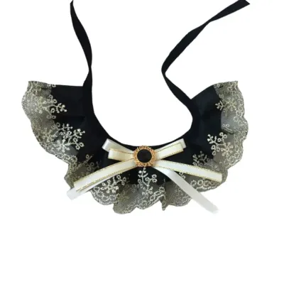 Lace pet collar Black pet collar with gemstone