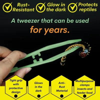 Flexible Glow-in-the-Dark Feeding Tongs for Reptiles Tortoises Lizards Frogs (7) Glow-in-the-dark design for easy use in low-light conditions