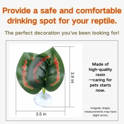 Artificial reptile plants for realistic terrarium decoration (3) Reptile water feeder leaf with strong suction cup