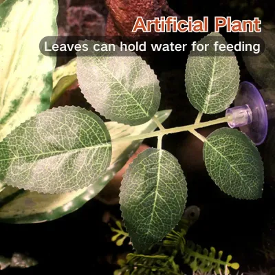 Creates a lush environment inside reptile tanks (4) Reptile-friendly artificial leaves that mimic real plants