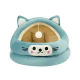 Cozy and safe half-closed pet bed for winter warmth and comfort