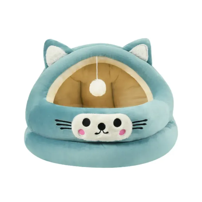 Cozy and safe half-closed pet bed for winter warmth and comfort