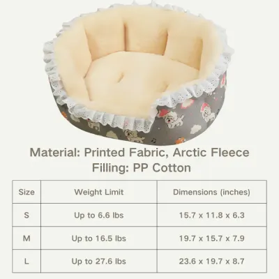 winter floral pet bed with thick padding, non-slip base, and a removable, washable cover for easy maintenance (10) Soft Arctic velvet fabric offers a gentle, skin-friendly touch