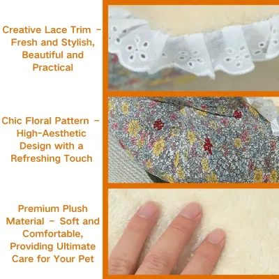 Winter pet bed with floral print and thickened padding for extra warmth (6) Premium plush material offers superior softness and insulation