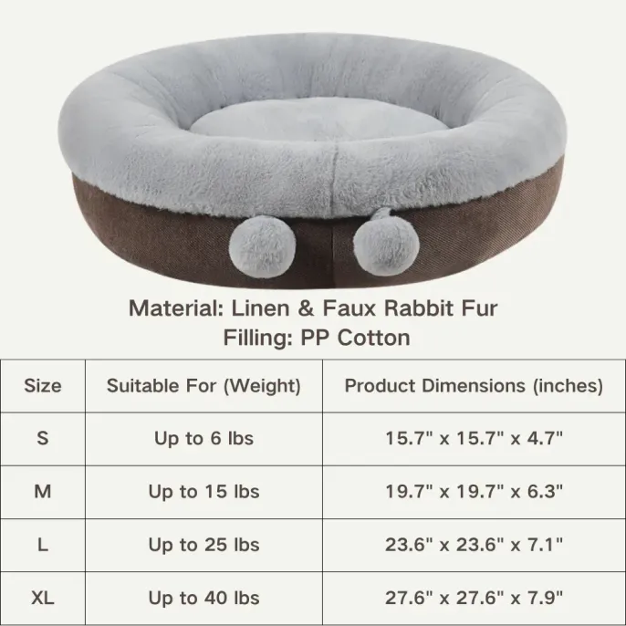Cozy and stylish winter pet bed with plush fabric (3) Thick PP cotton filling offers exceptional softness and support