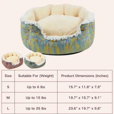 Winter pet bed with floral print and thickened padding for extra warmth (4) Soft, smooth fabric with rich colors that resist fading