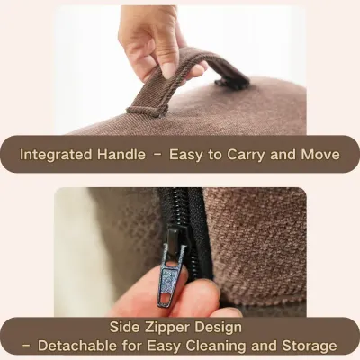 Cozy winter pet bed with handle (5) Zipper design for effortless disassembly and machine washing