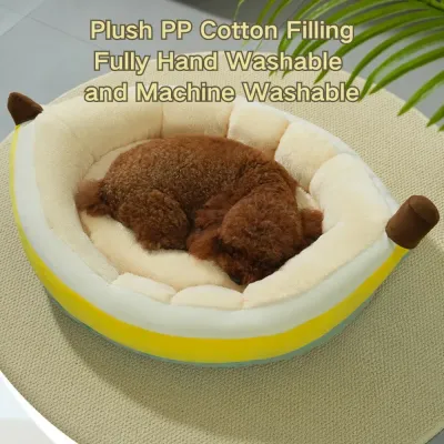 Machine-washable banana-shaped pet bed (2) Anti-slip bead base prevents sliding and protects floors