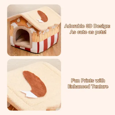 Removable washable pet bed (5) Half-enclosed design offers a sense of security