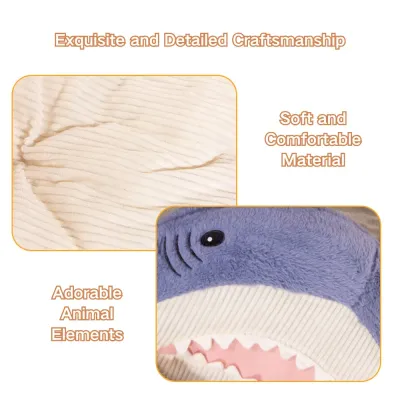 Shark shaped pet bed with non-slip base (3) Fun and playful shark design for home decor