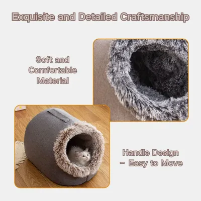 Portable pet bed with convenient carry handle (1) Semi-enclosed design creates a safe and secure space for pets