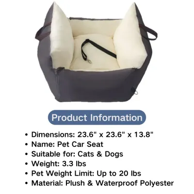 Dual-sided pet car seat suitable for both dogs and cats (3) Safety lock prevents pets from jumping out during travel