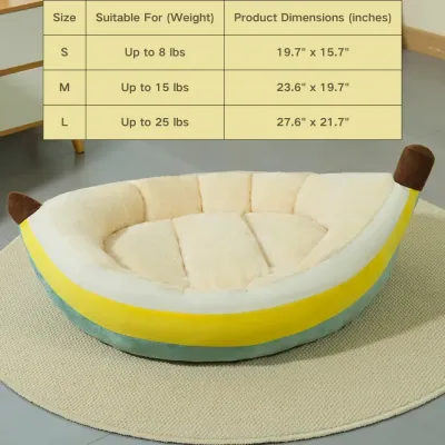 Machine-washable banana-shaped pet bed (4) Thickened PP cotton filling offers superior support and shape retention
