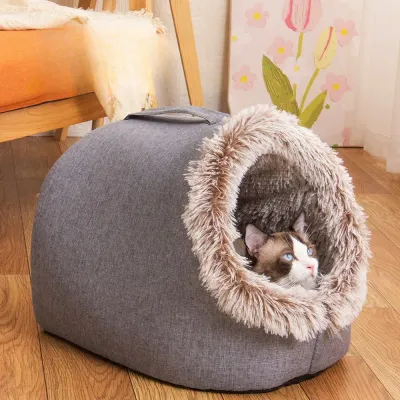 Portable pet bed with convenient carry handle (2) Lightweight and easy to carry, perfect for travel or home use