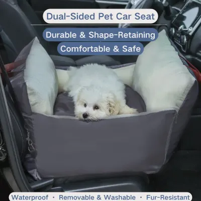 Dual-sided pet car seat suitable for both dogs and cats (2) Soft cushioning offers optimal comfort and support