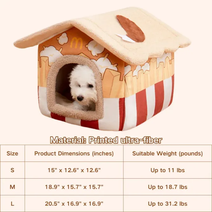non-slip pet mat functional pet bed (2) Fun French fries house design for pets