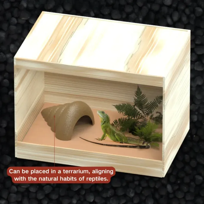 Stylish spiral shell decor for reptile enclosures