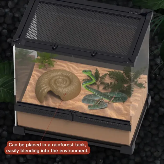 Plastic hiding cave for small exotic pets (4) Versatile reptile shelter for desert or rainforest tanks