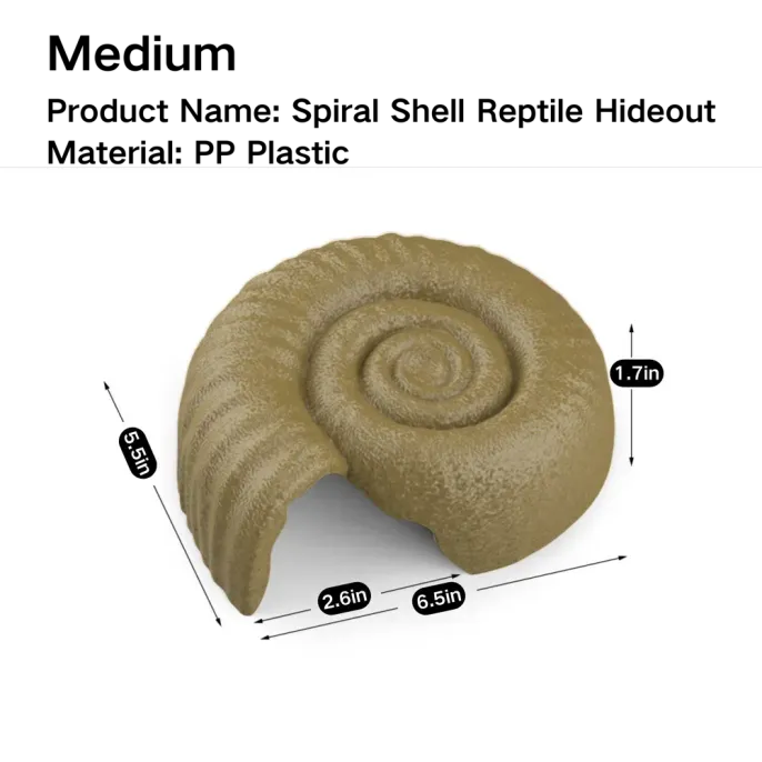 Spiral shell hideout for reptiles and amphibians (2) Realistic spiral shell for terrarium aesthetics