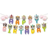  Cat Theme Happy Birthday Banner