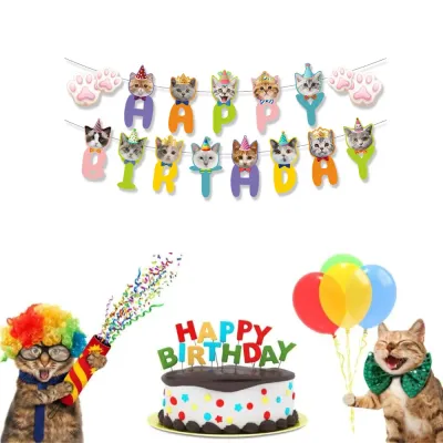 Cat Theme Happy Birthday Banners