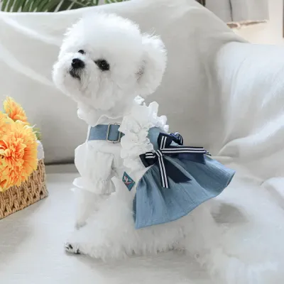 Stylish Denim Dog Dress Outfit for Small Breeds