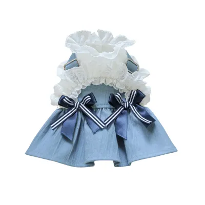 Stylish Denim Dog Dress Outfit for Small Breeds
