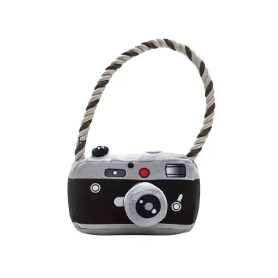 Soft Camera-Shaped Dog Toy with Squeaker and Rope Plush Toy Soft Camera-Shaped Dog Toy with Squeaker and Rope