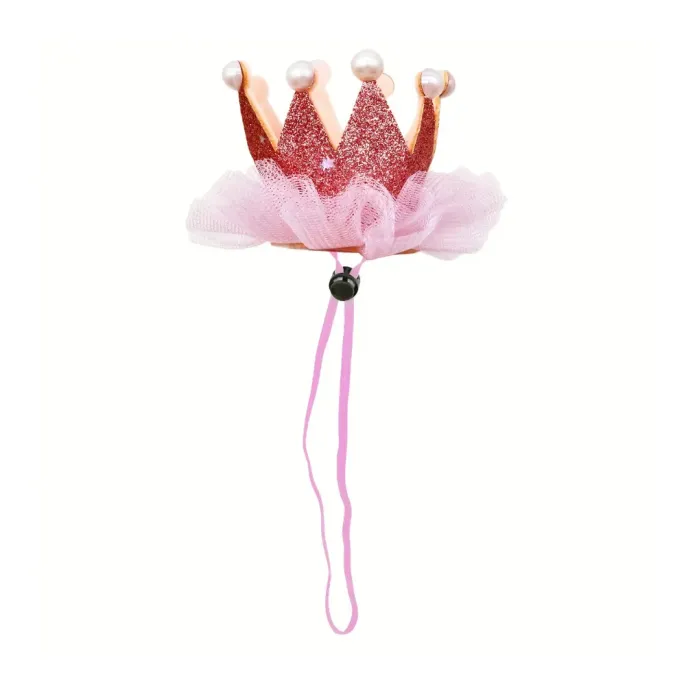 crown hat colorful lace dog costume pink Cute Pet Crown Hat with Coloful Lace for Party and Festive