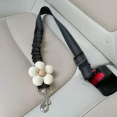 Retractable Car Safety Belt with Flower Decor for Pets Vehicle Travel for dog Retractable Car Safety Belt with Flower Decor for Pets