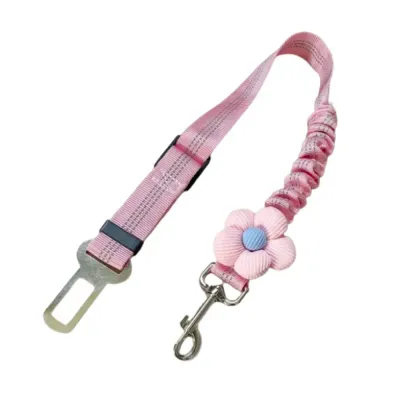 Retractable Car Safety Belt with Flower Decor for Pets Retractable Car Safety Belt with Flower Decor for Pets