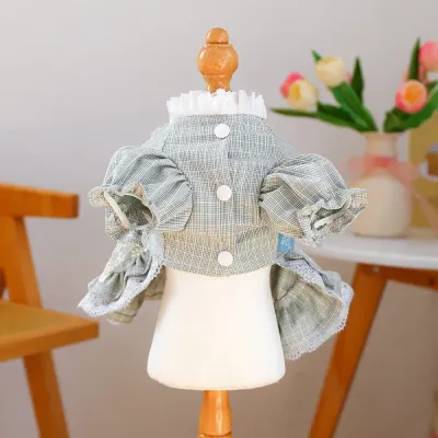 Lace Tulle Dress Flower Bowknot Dress for Dogs