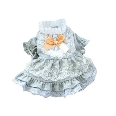 Lace Tulle Dress Flower Bowknot Dress for Dogs